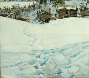 Bergbauernhof in Winterlandschaft von Gustav Wentzel