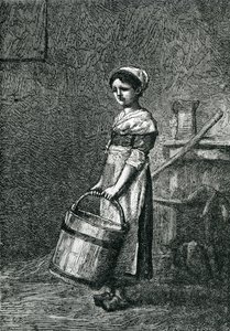 Cosette trägt einen Eimer, Illustration aus 