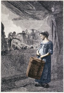 Cosette vor dem Spielzeugladen - in „Les Misérables“ von Victor Hugo, ill. von Brion, ed. Hetzel und Lacroix von Gustave Brion