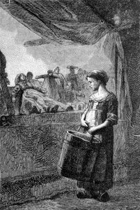 Cosette vor dem Spielzeugladen - in „Les Misérables“ von Victor Hugo, ill. von Brion, ed. Hetzel und Lacroix von Gustave Brion
