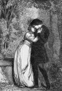 Cosette und ihr Verlobter Marius - in „Les Misérables“ von Victor Hugo, ill. von Brion, ed. Hetzel und Lacroix von Gustave Brion