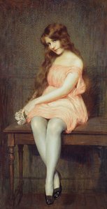 Junges Mädchen in einem roten Kleid von Gustave Brisgand