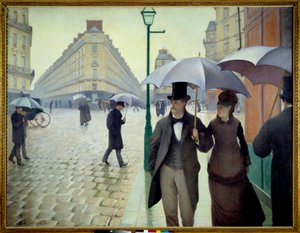 Eine Straße in Paris bei Regenwetter im Jahr 1877 von Gustave Caillebotte