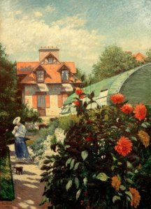 Der Garten, Petit Gennevilliers (Die Dahlien, Garten des Petit Gennevilliers) von Gustave Caillebotte