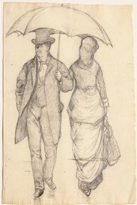 Mann und Frau unter einem Regenschirm von Gustave Caillebotte