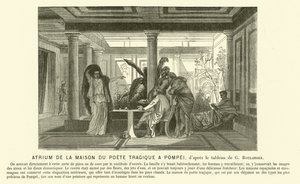 Atrium des antiken römischen Hauses des tragischen Dichters, Pompeji (Stich)