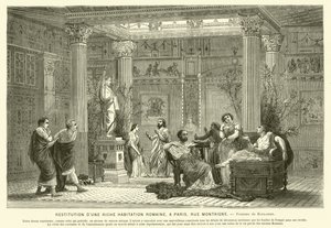 Rekonstruktion des Hauses eines wohlhabenden Römers, Rue Montaigne, Paris, Frankreich (Stich) von Gustave Clarence Rodolphe Boulanger