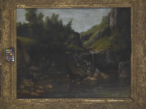 Wasserfall in einer felsigen Landschaft von Gustave Courbet