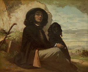 Courbet mit seinem schwarzen Hund von Gustave Courbet