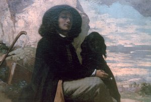 Courbet mit seinem schwarzen Hund, 1842
