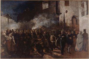Feuerwehrleute rennen zu einem Brand von Gustave Courbet