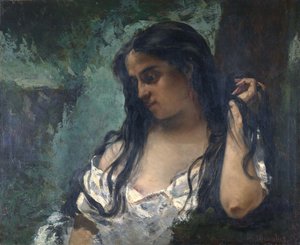 Zigeunerin im Spiegel von Gustave Courbet