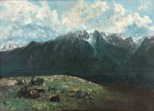 Panoramablick auf die Alpen, Les Dents du Midi von Gustave Courbet