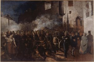 Feuerwehrleute rennen zu einem Brand von Gustave Courbet