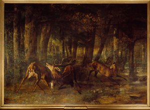 Frühlingsbrunst, Hirschkampf von Gustave Courbet