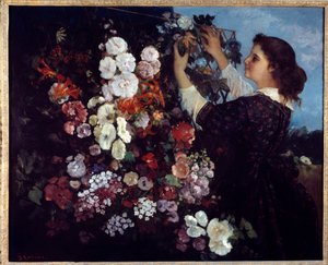 Die Frau mit Blumen oder das Gitter von Gustave Courbet