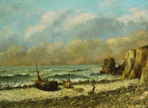 Zwei Boote am Strand von Gustave Courbet