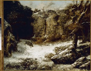 Winterlandschaft mit Wildschweinen von Gustave Courbet