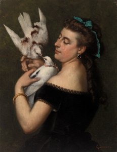 Frau mit Tauben