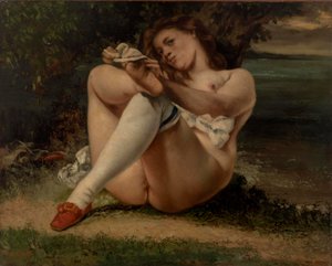 Frau mit weißen Strümpfen von Gustave Courbet