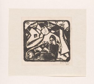 Sitzende Frau in einer Landschaft von Gustave De Smet (signed by artist)