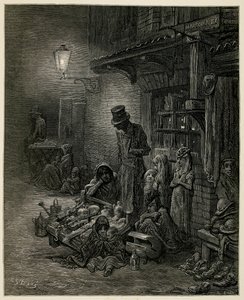Eine arme Familie mit ihren Habseligkeiten