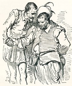 Nach einer Originalzeichnung von Gustave Doré von Don Quijote und Sancho Panza. Aus Leben und Erinnerungen von Gustave Doré, veröffentlicht 1885.