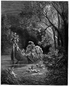 Alcina und Ruggiero als glückliche Liebende beim Angeln von Gustave Dore