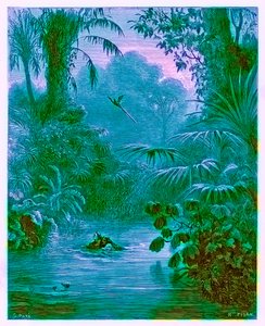 Atala und Chactas überqueren einen Fluss, Illustration aus 
