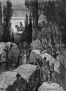 Baron Münchhausen: Straßenräuber, von Doré von Gustave Dore