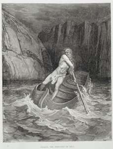 Charon, der Fährmann der Hölle, aus der Göttlichen Komödie (Inferno) von Dante Alighieri (1265-1321) graviert von Stephane Pannemaker (1847-1930) um 1868 von Gustave Dore