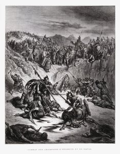 Kampfsoldaten von Isch-Boschet und David, Illustration aus der Dore-Bibel von Gustave Dore