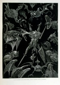 Croque-Mitaine; 1863 Illustration von Gustave Doré (1832-1883); französischer Künstler, Drucker, Illustrator. Croque-Mitaine (Der Bögemann) ein bösartiger Charakter, der Kindern vorgestellt wird, um sie zu erschrecken und sie so weiser zu machen. von Gustave Dore