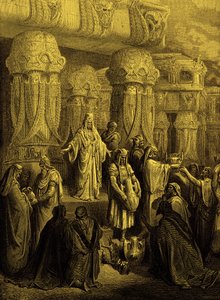 Kyros gibt die Gefäße an den Tempel zurück - Bibel von Gustave Dore