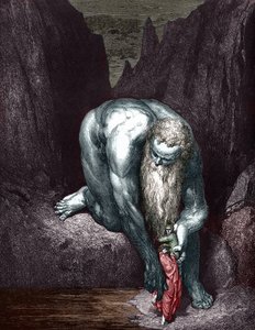 Dante und Virgil treffen den Riesen Anthee, illustriert von Gustave Doré von Gustave Dore