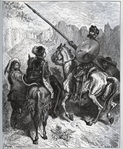 Don Quijote akzeptiert die Mission, die ihm von Dorothee-Prinzessin von Micomicon vorgeschlagen wird - aus "Don Quijote von der Mancha" von Miguel Cervantes