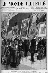 Ausstellung von Gustave Doré (1832-1883), französischer Illustrator und Maler, im Buchhandlungskreis. Gravur in „Die Illustrierte Welt“. von Gustave Dore