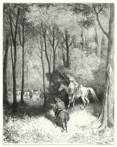 Gustave Dorés Don Quixote: "Don Quixote erblickte eine Gesellschaft, die er bei näherer Betrachtung für Personen von Rang hielt" von Gustave Dore