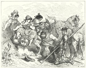 Gustave Dorés Don Quixote: "Don Quixote blickte mit zweifelnden und trostlosen Augen auf das Wesen, das Sancho Königin und Dame nannte" (Stich) von Gustave Dore