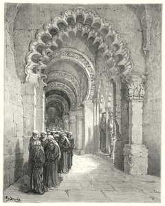 Gustave Dorés Don Quixote: "Ich sah eine traurige Prozession von wunderschönen Jungfrauen, alle in Schwarz" von Gustave Dore