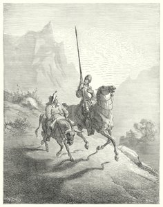 Gustave Dorés Don Quixote: "Es war noch früh am Morgen, zu welcher Zeit die Sonnenstrahlen nicht so störend waren" von Gustave Dore