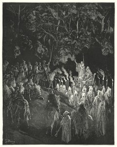 Don Quijote: "Die Gestalt im Gewand stand auf" (Gravur) von Gustave Dore