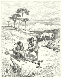 Gustave Dorés Don Quixote: "Sie stellten fest, dass seine Augen geschlossen waren, als ob er fest schlief" von Gustave Dore
