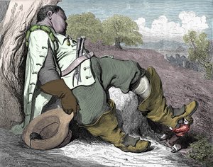 Illustration für „Le petit poucet“, geschrieben 1697 von Charles Perrault (1628-1703) von Gustave Dore