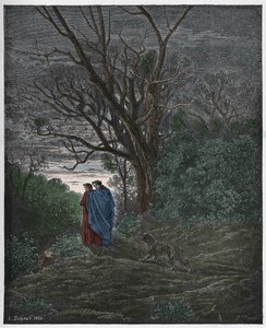 Inferno, Gesang 1: Der Wolf erscheint, Illustration aus "Die Göttliche Komödie" von Dante Alighieri, 1885 von Gustave Dore