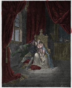 Inferno, Gesang 5: Paolo und Francesca, Illustration aus "Die Göttliche Komödie" von Dante Alighieri, 1885
