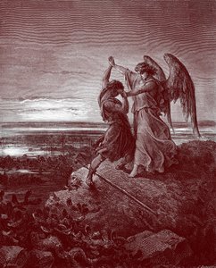 Jakob ringt mit dem Engel, von Doré - Bibel von Gustave Dore