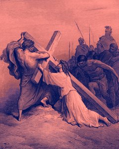 Jesus fällt unter dem Kreuz - Bibel von Gustave Dore