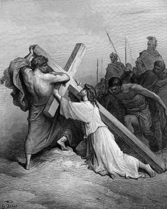 Jesus fällt unter dem Kreuz - Bibel von Gustave Dore