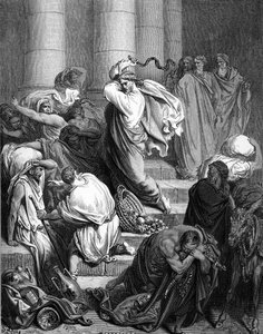 Jesus im Tempel, Gravur von Doré von Gustave Dore